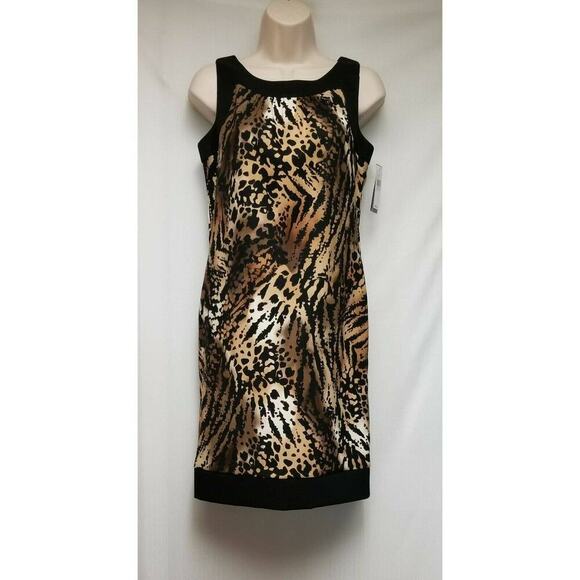 AB Studio Dress. Tiger Print. Black Trim. Size 4. Stretch Fabric. NWT - Picture 4 of 8